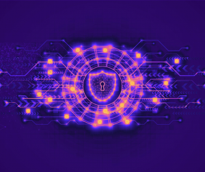 Digital image of lock and key to signify cyber security.